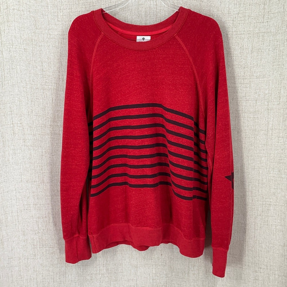 Sundry Sweatshirt Women Size 4 Red Striped Star Graphic Raglan Classic Coastal